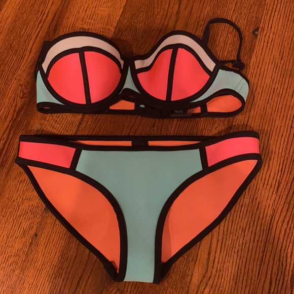 lightly worn Triangl Bathing Suit Blue and Pink - Picture 2 of 2